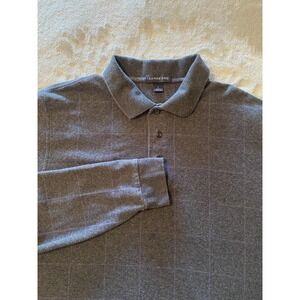 Lands'‎ End Pullover Shirt Mens Sz L Windowpane Long Sleeve Pima Cotton Casual